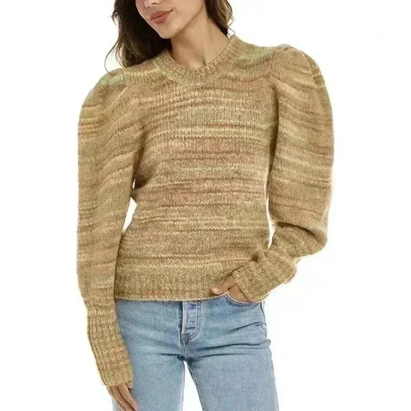 Loveshackfancy Sweater S Wool Pullover Balloon Puff Sleeve Aquarius Crewneck NEW - Picture 1 of 9